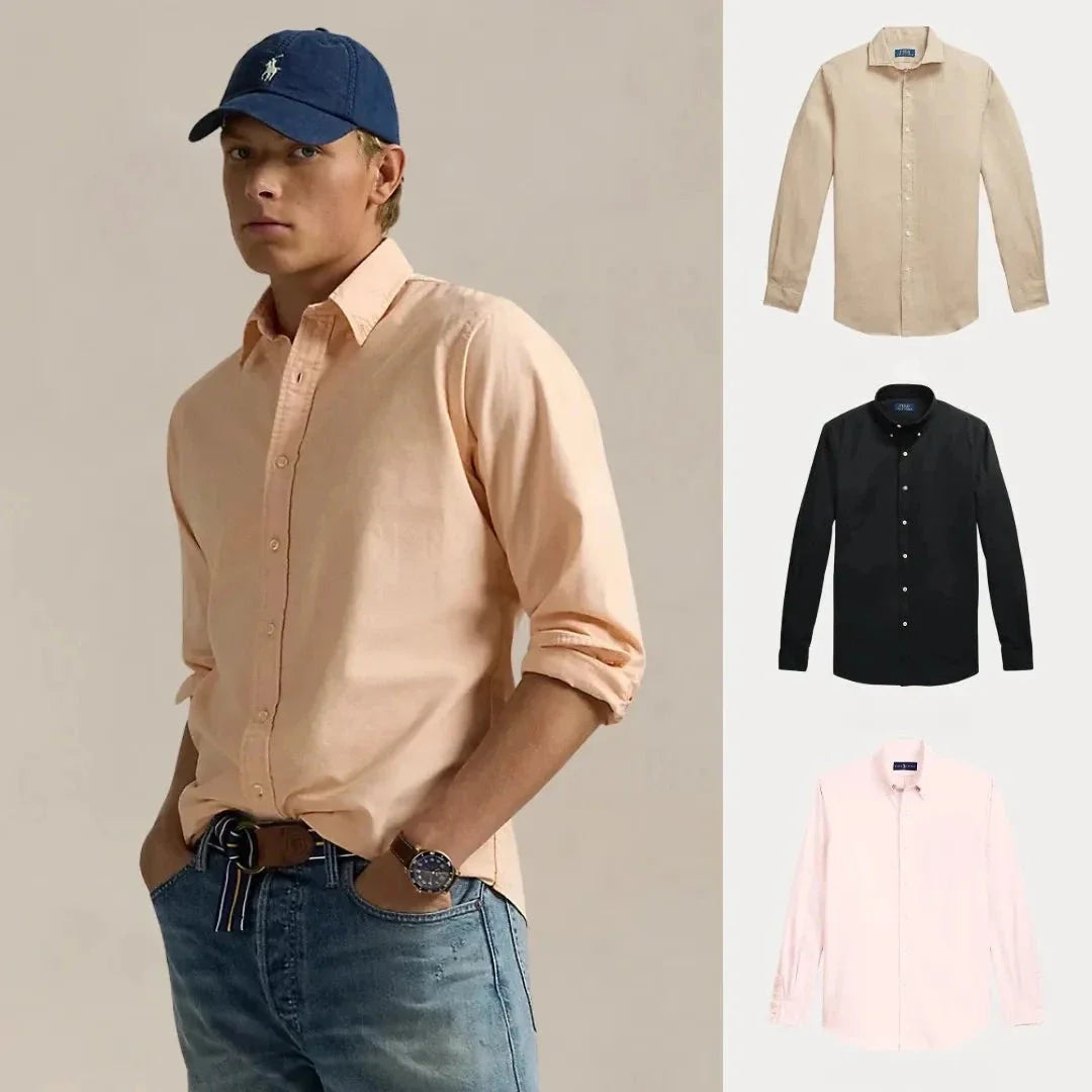 Kaufen Sie 1, erhalten Sie 3 – Oxford Classic Hemden-Trio-Set Zafira BEIGE • SCHWARZ • WEISS S