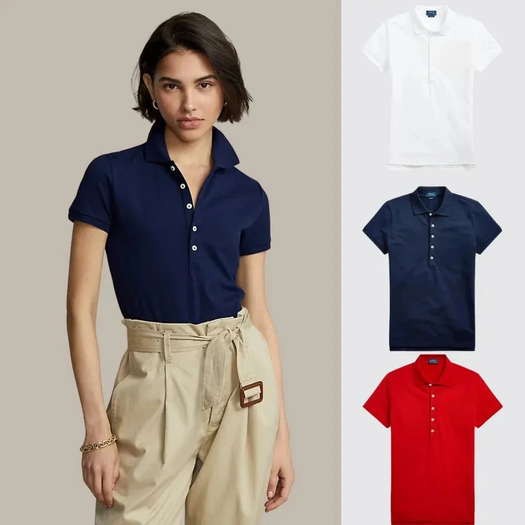 Kaufen Sie 1, erhalten Sie 3! Polo-Shirt-Set aus Piqué-Baumwolle Zafira Weiß – Dunkelblau – Rot S
