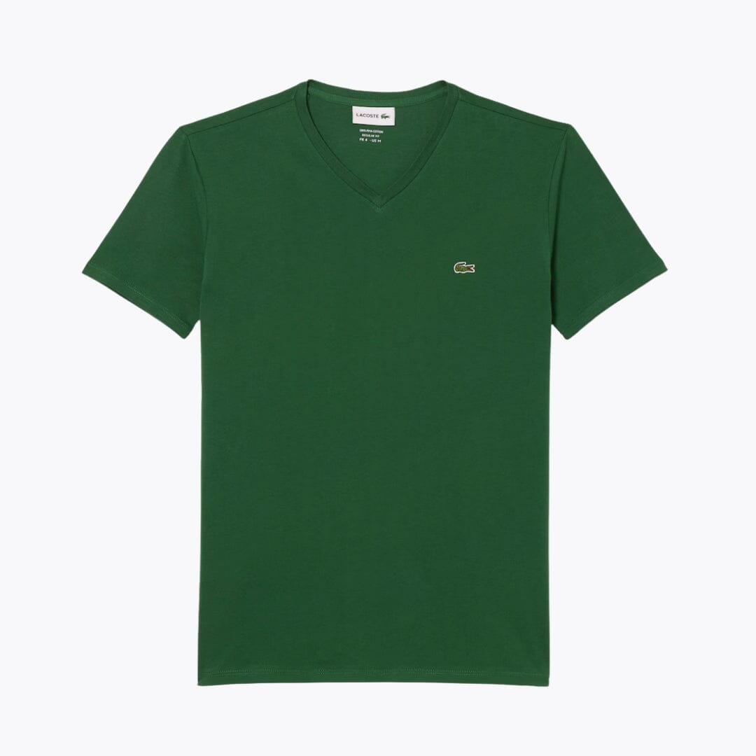 LC Lightweight Cotton Pima V Neck T-shirt Lacoste Aurev Pine green S