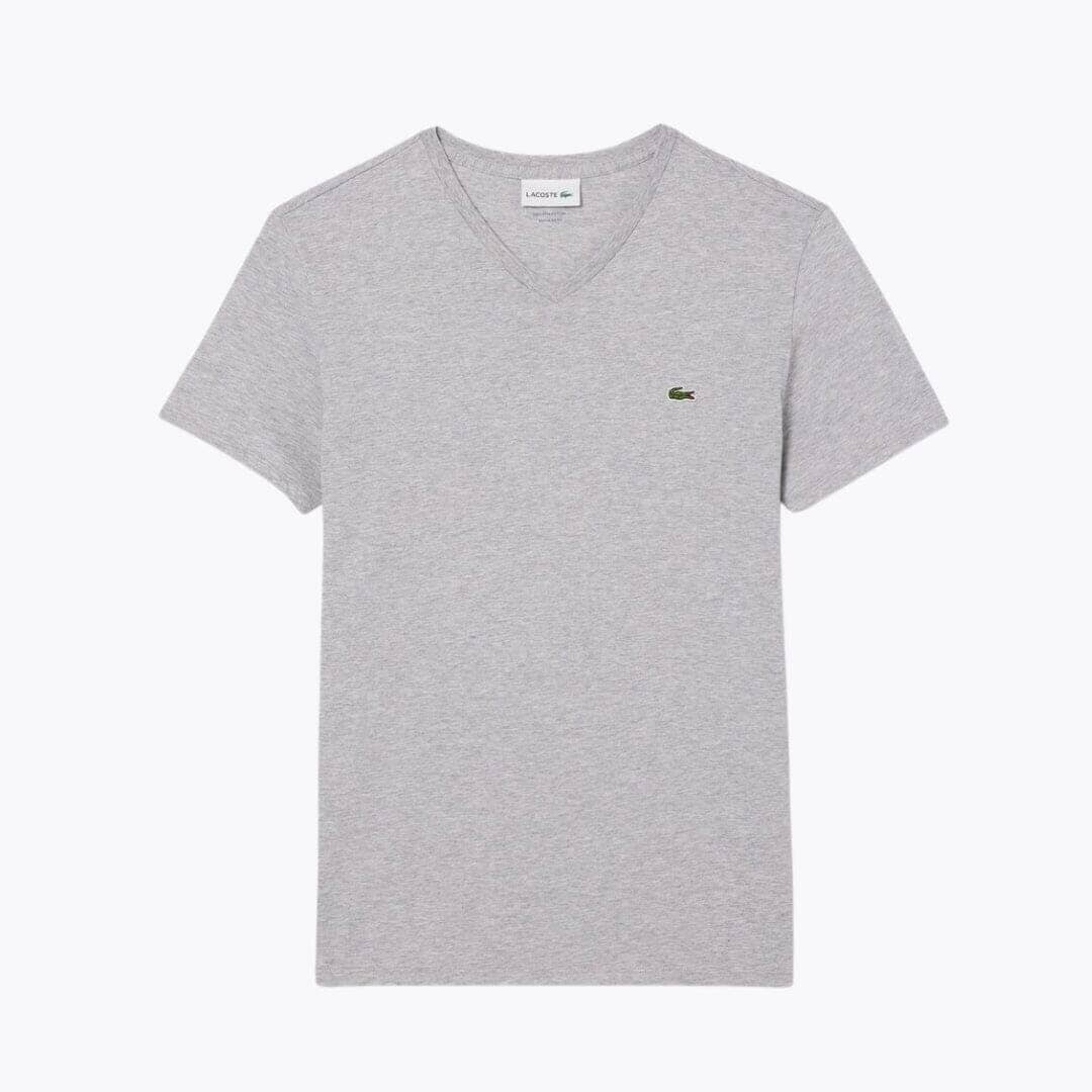 LC Lightweight Cotton Pima V Neck T-shirt Lacoste Luxvian Light grey S
