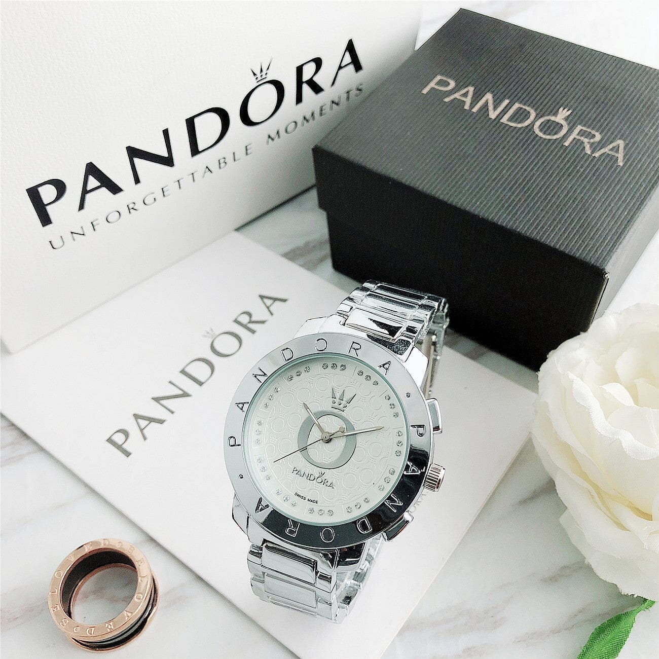 P A N D O R A Classic Glamour + Bracelet Charms Pandora Luxvian Silver