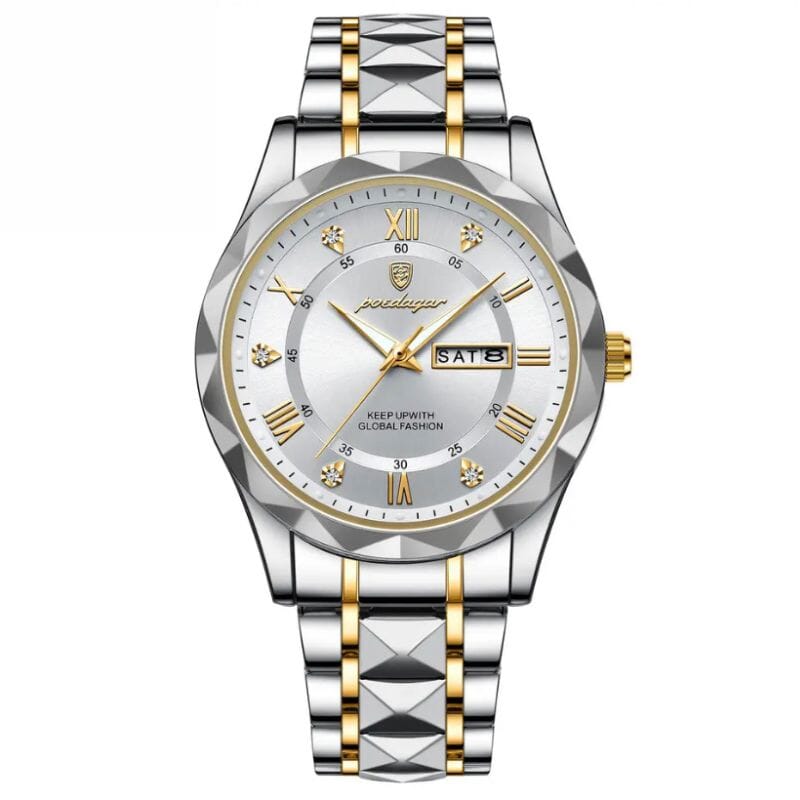 POEDAGAR Luminous Steel 40mm Watch - Water Resistant | Transferred steel Poedagar Aurev White