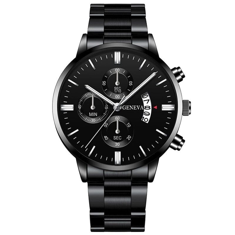 POEDAGAR Watch Geneva Diplomacy Poedagar Luxvian Geneva Black Silver