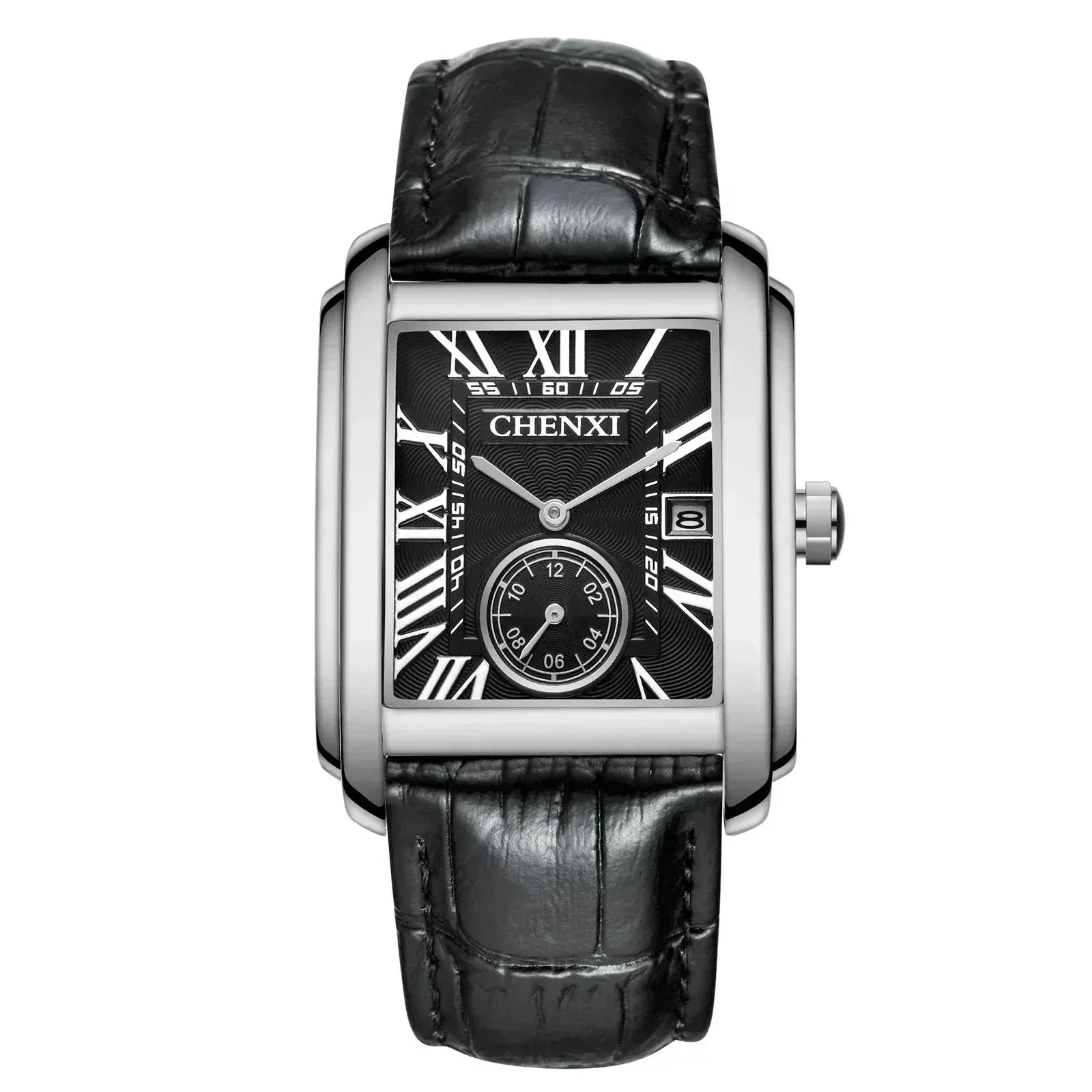 POEDAGAR Watch Vintage Pelle Poedagar Luxvian Black Silver