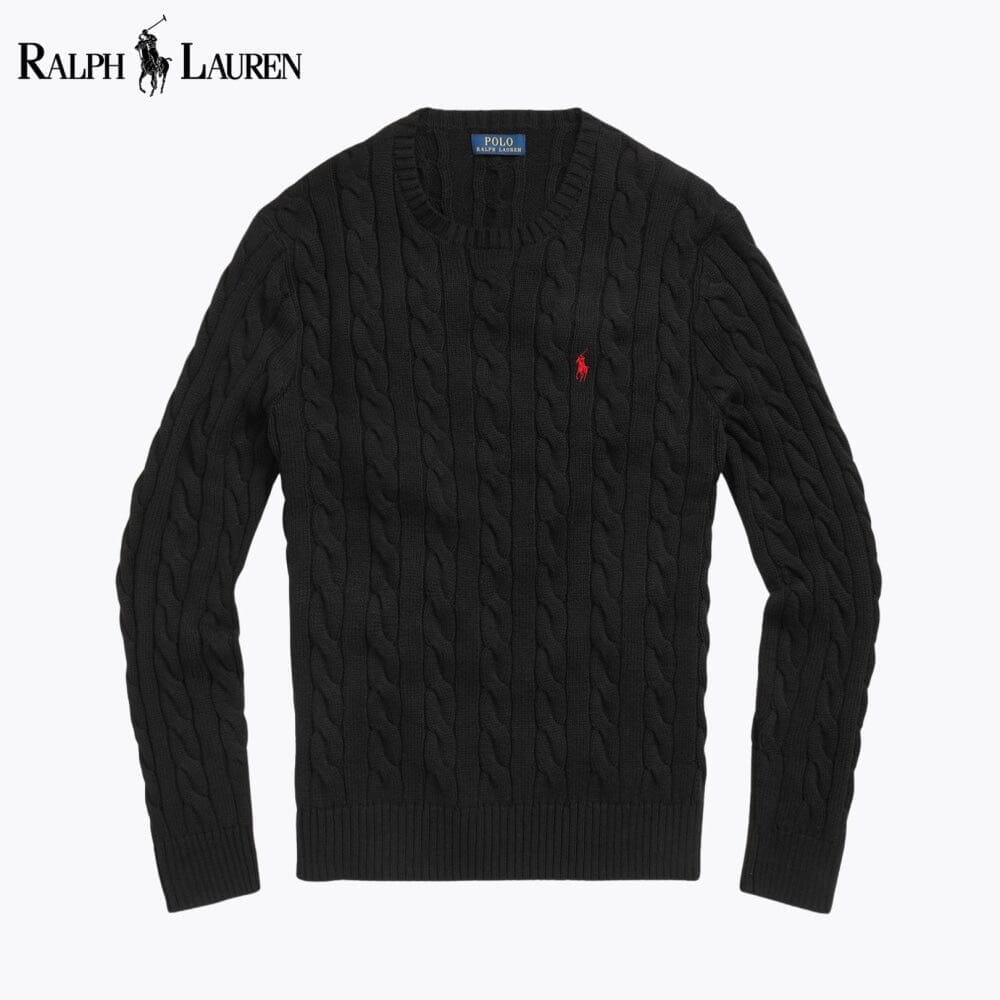 RL Cable-Knit Cotton Jumper Ralph Lauren Aurev Black S