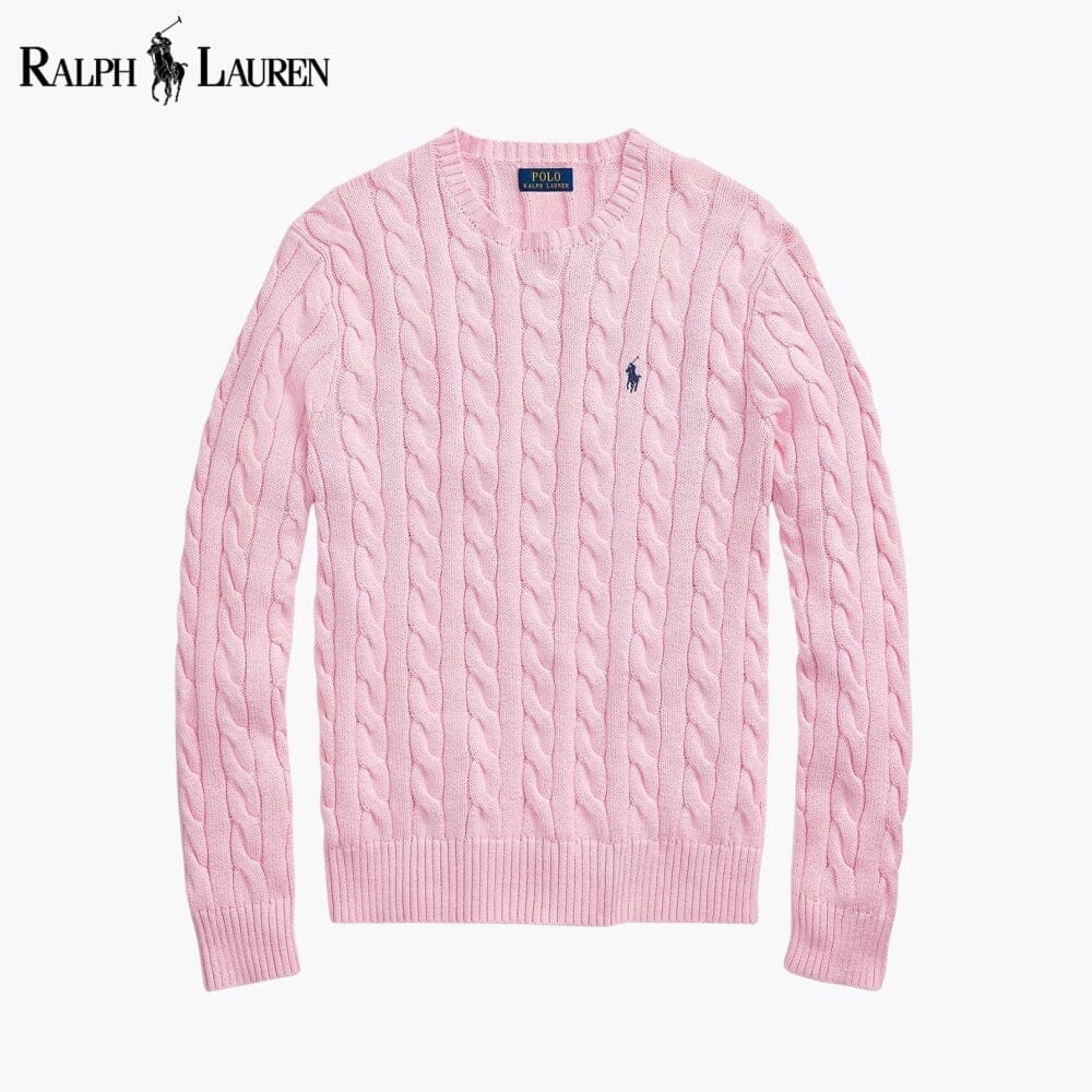 RL Cable-Knit Cotton Jumper Ralph Lauren Aurev Pink S