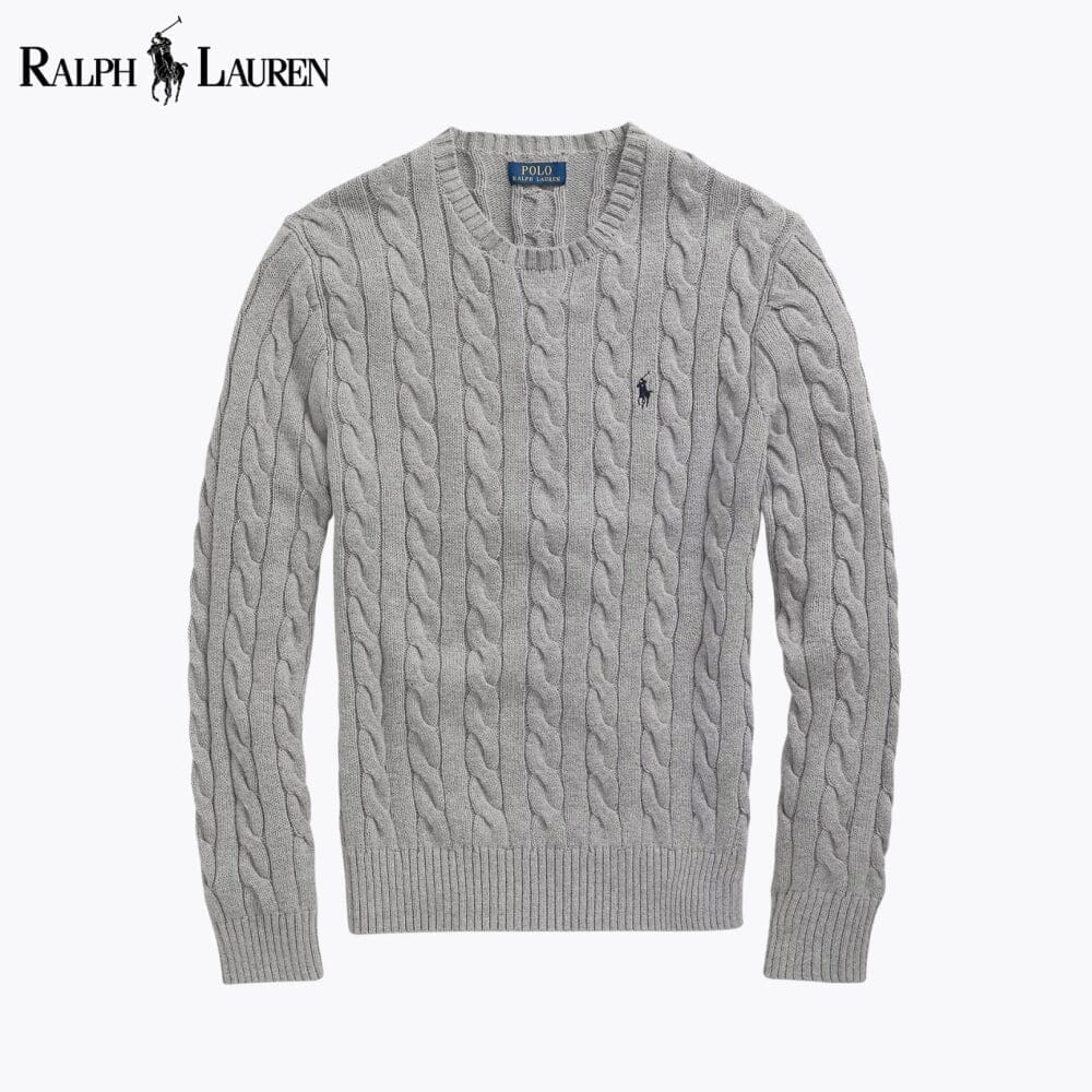 RL Cable-Knit Cotton Jumper Ralph Lauren Luxvian Grey S