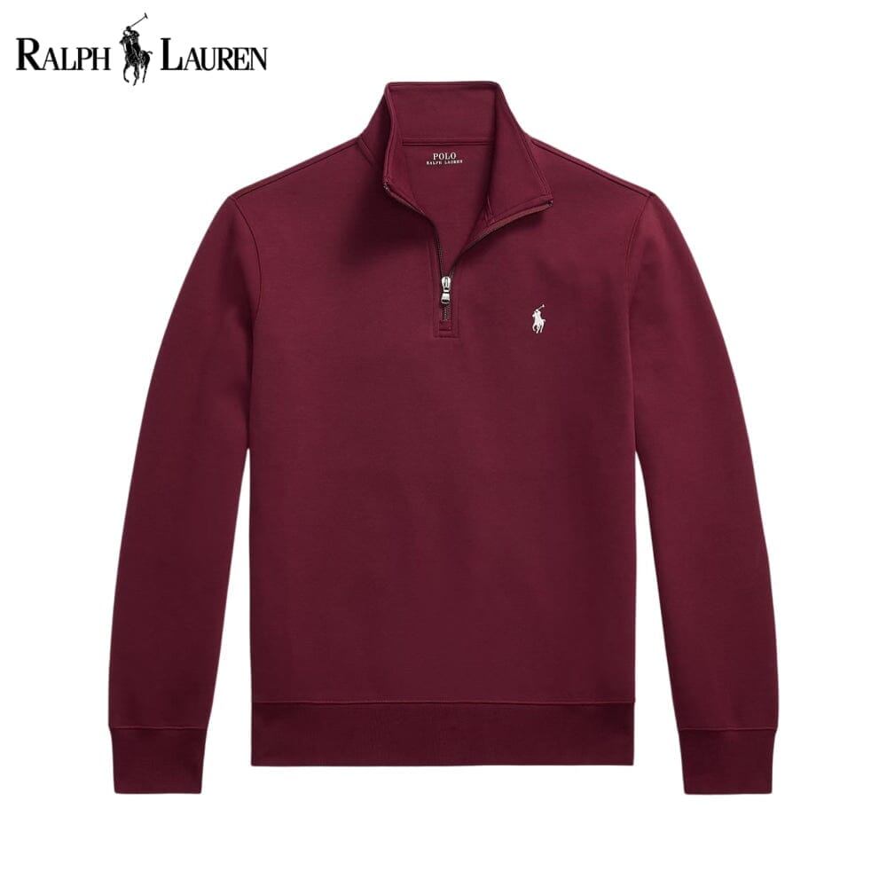 RL Double-Knit Mockneck Pullover Ralph Lauren Luxvian Wine S