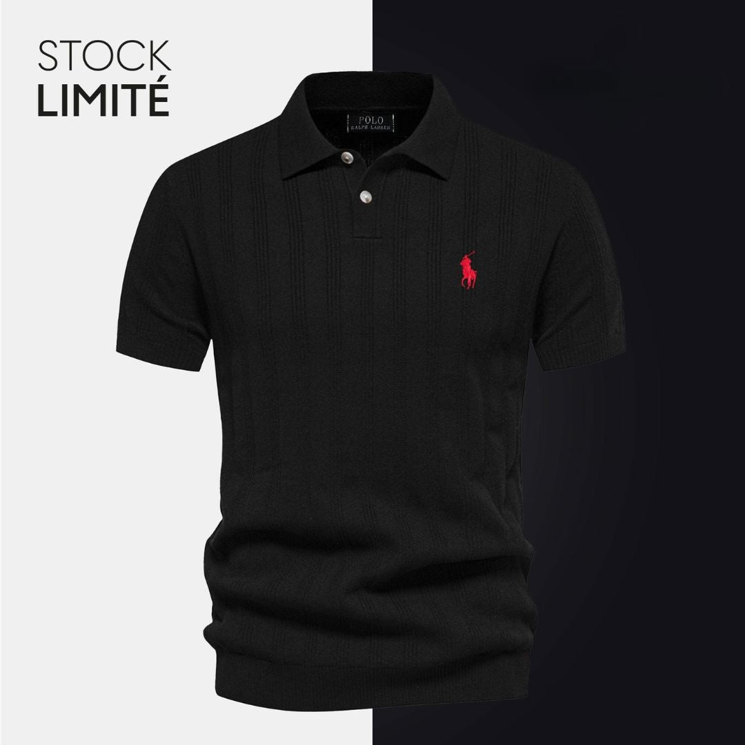 RL Exclusive Men's Textured Knit Polo Shirt Ralph Lauren Aurev Black S