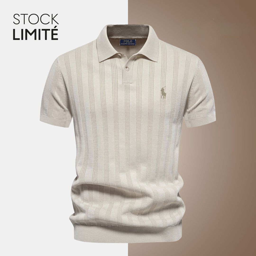 RL Exclusive Men's Textured Knit Polo Shirt Ralph Lauren Luxvian Beige S