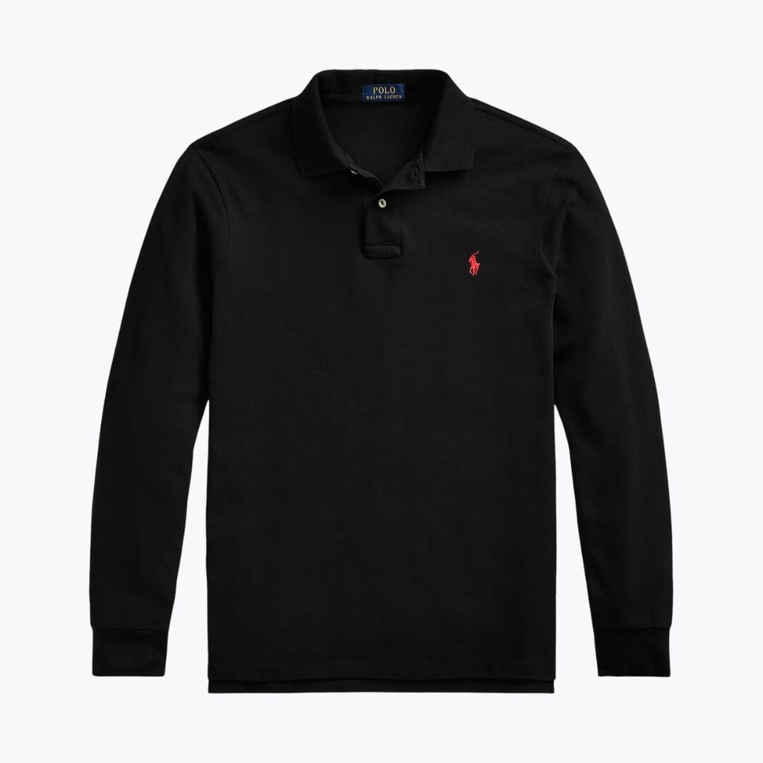 RL Mesh Long-Sleeve Polo Shirt Ralph Lauren Luxvian Polo Black S