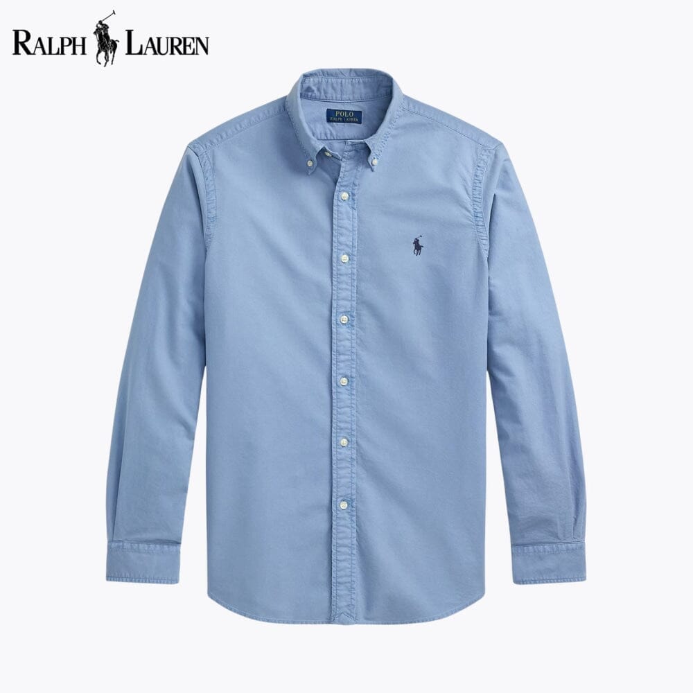 RL Slim Fit Garment-Dyed Oxford Shirt Ralph Lauren Luxvian Channel Blue S