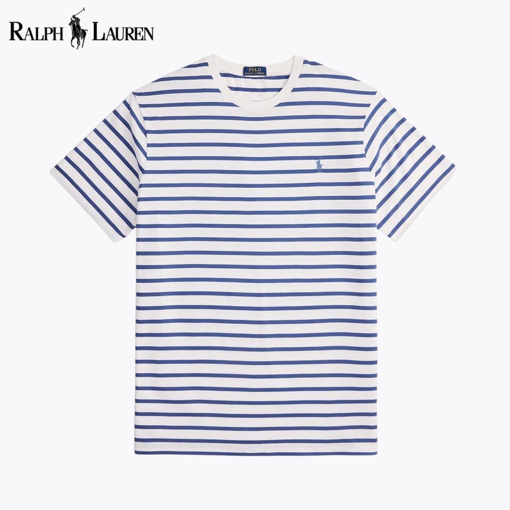 RL Striped Jersey Crewneck T-Shirt Ralph Lauren Luxvian White/Old Royal S