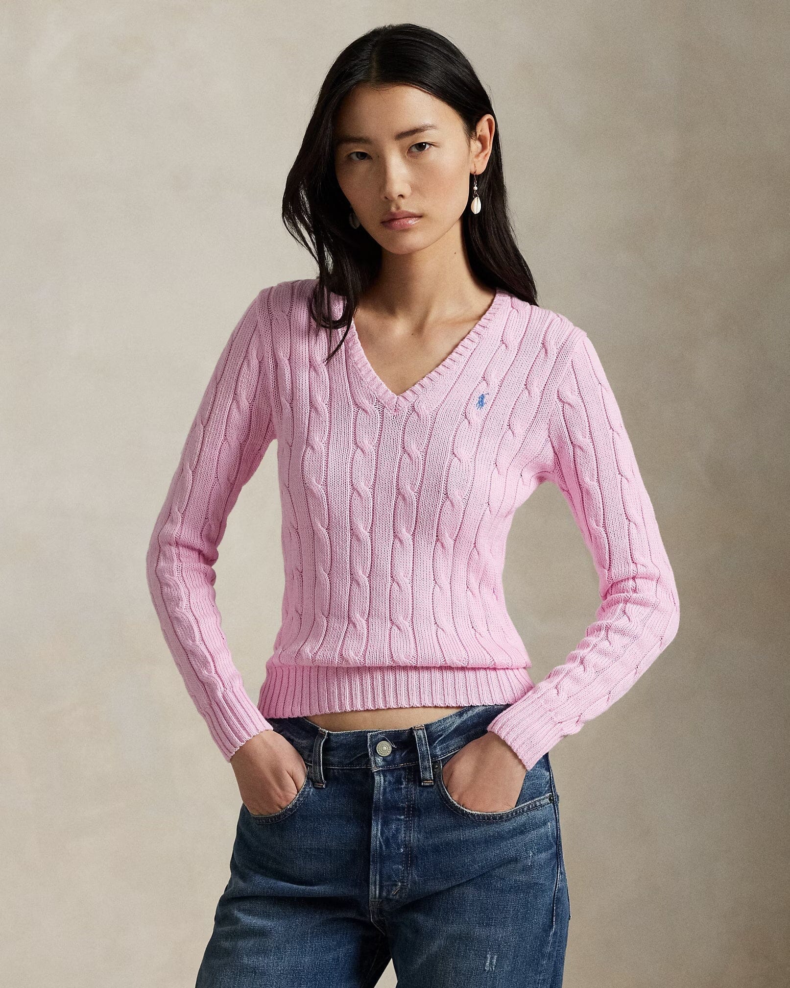 RL Sweater | V-Neck Ralph Lauren Luxvian Pink XS