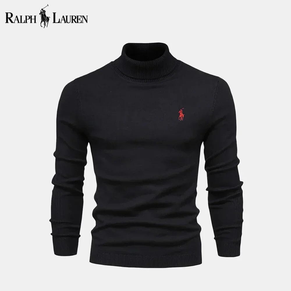 RL Turtleneck Cable-Knit Wool Knit Sweater Ralph Lauren Luxvian Black S