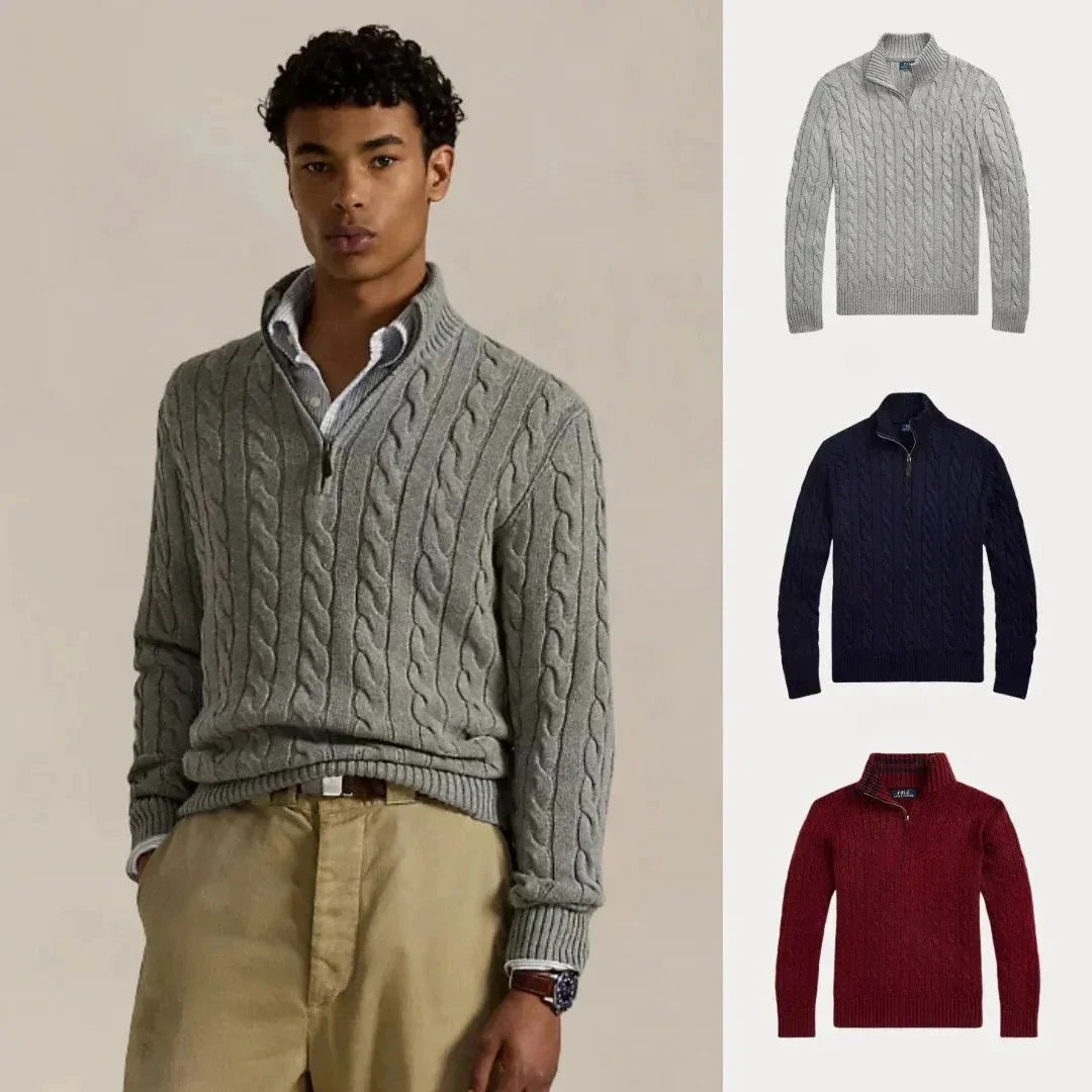 Kaufen Sie 1, erhalten Sie 3 – Winterset Baumwollstrickpullover mit Zopfmuster und Reißverschluss Zafira 