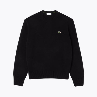 LC Carded Wool Crew Neck Sweater Lacoste Luxvian Black S 
