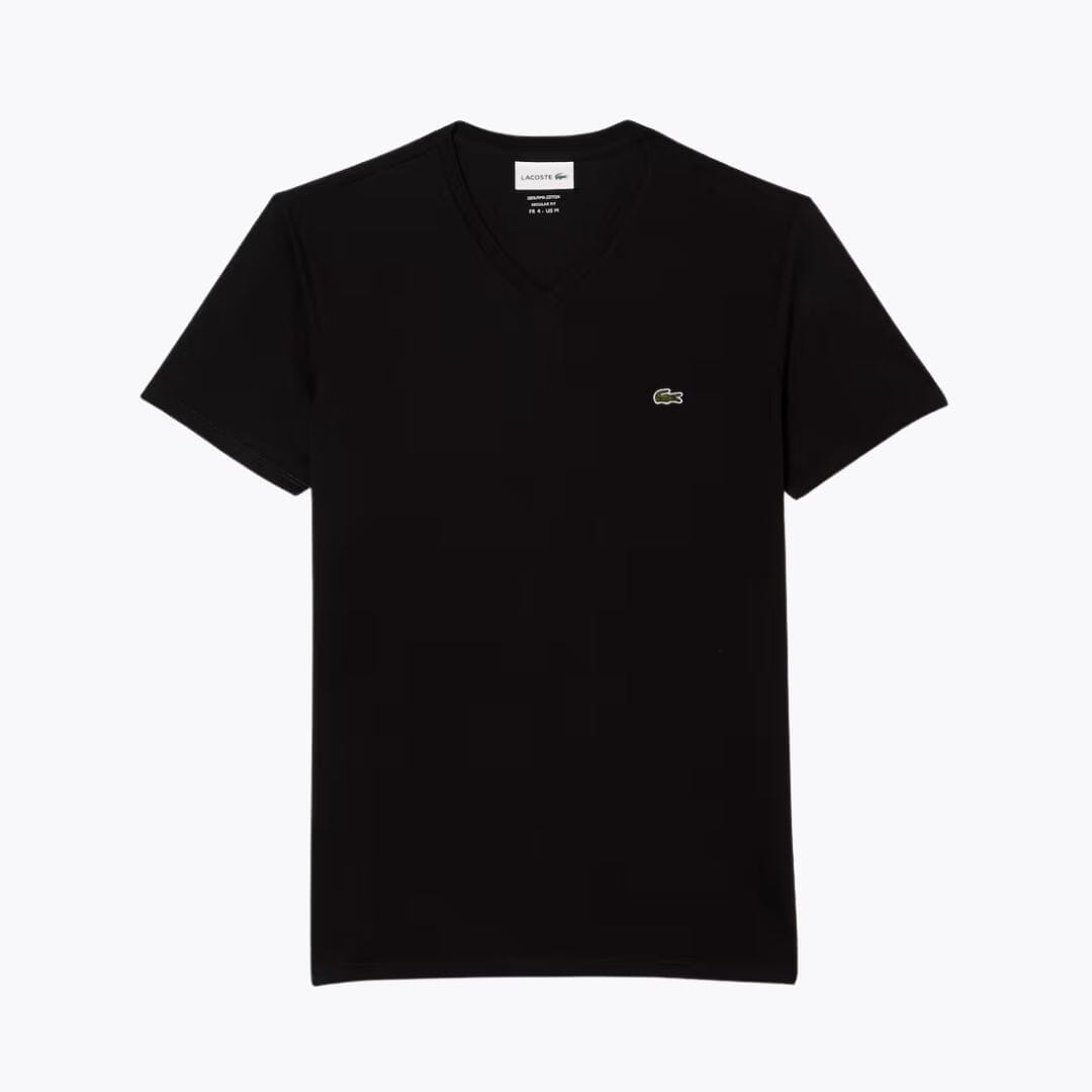 LC Lightweight Cotton Pima V Neck T-shirt Lacoste Luxvian Black S 