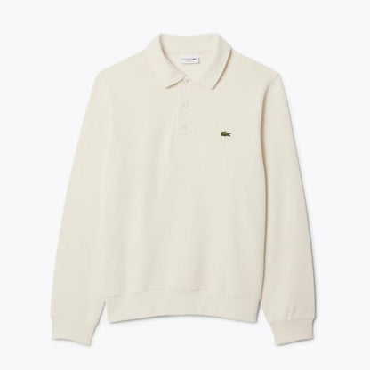 LC Ribbed Cotton Polo Collar Sweatshirt Lacoste Luxvian White S 