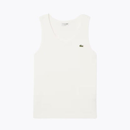 LC Slim Fit Ribbed Cotton Tank Top Lacoste Luxvian White S 