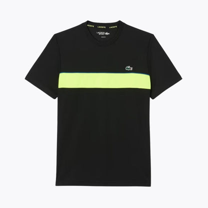 LC Ultra Dry Printed Tennis T-shirt Lacoste Luxvian Black / flashy yellow S 