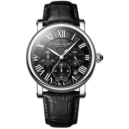 POEDAGAR Watch Executive classic Poedagar Luxvian Silver w/ Black 