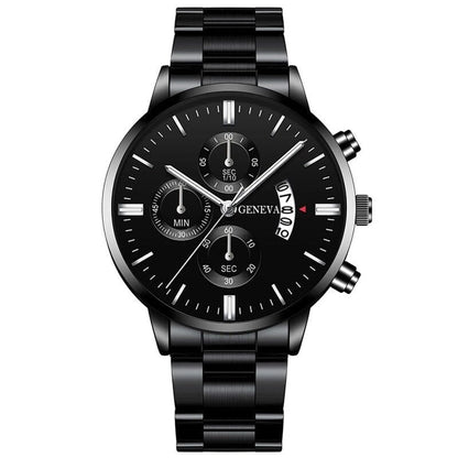 POEDAGAR Watch Geneva Diplomacy Poedagar Luxvian Geneva Black Silver 