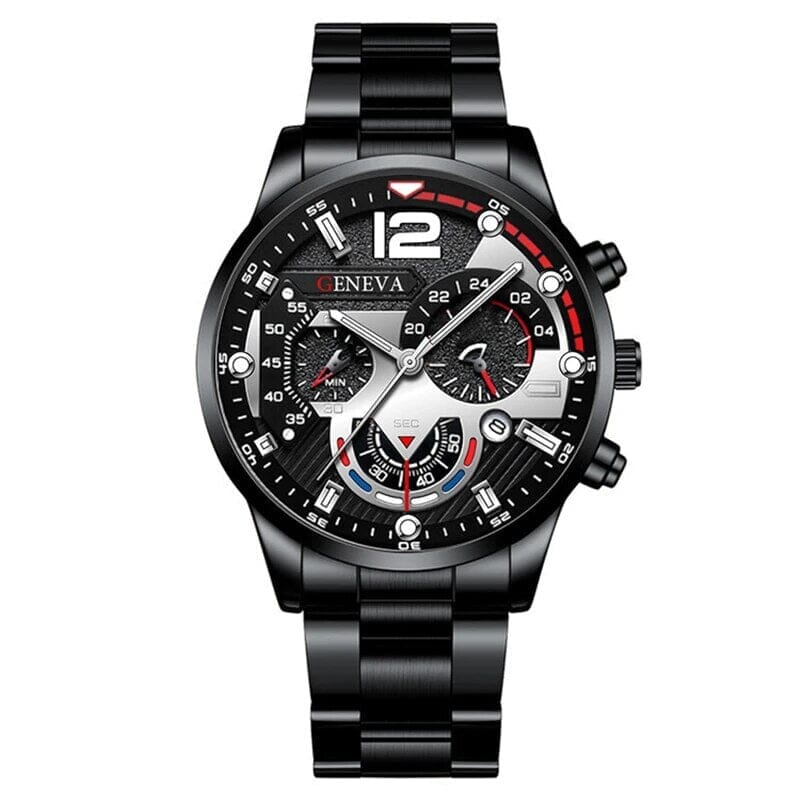 POEDAGAR Watch Geneva Pro Poedagar Luxvian Geneva Black pro 