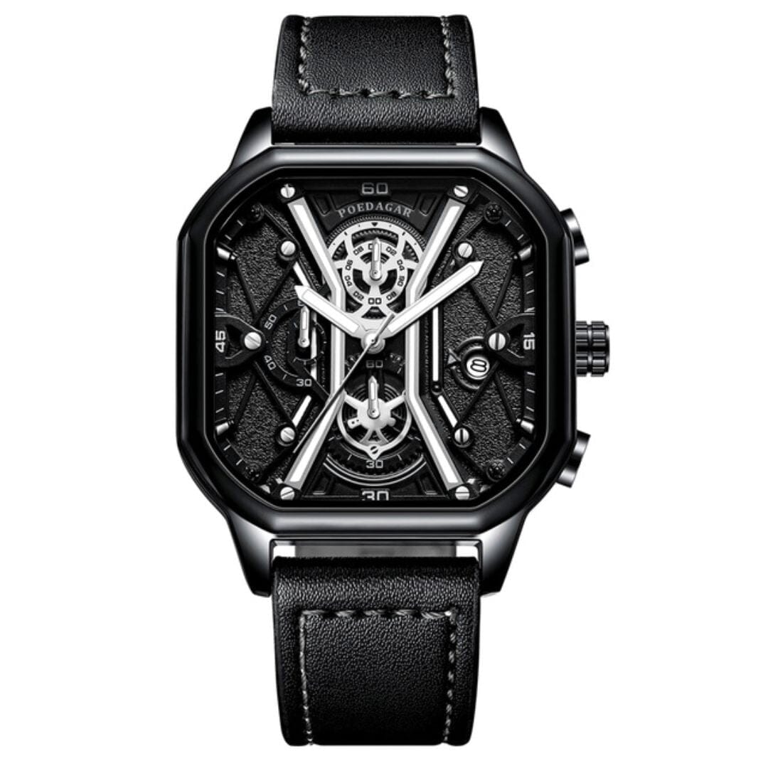 POEDAGAR Watch Regal Elegance Poedagar Luxvian Regal Black Silver 