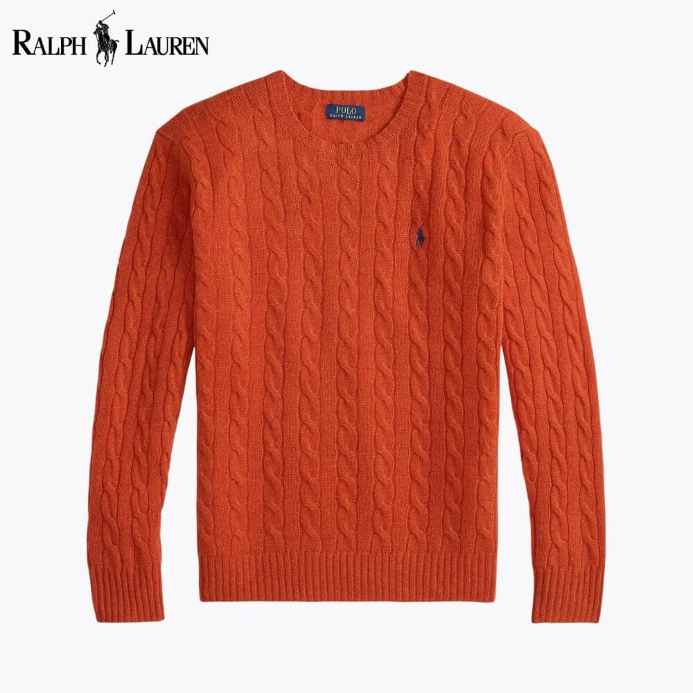 RL Cable-Knit Wool-Cashmere Jumper Ralph Lauren Luxvian Orange S 
