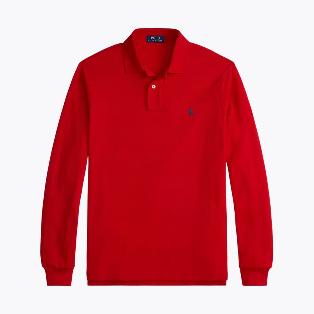 RL Mesh Long-Sleeve Polo Shirt Ralph Lauren Luxvian Red S 