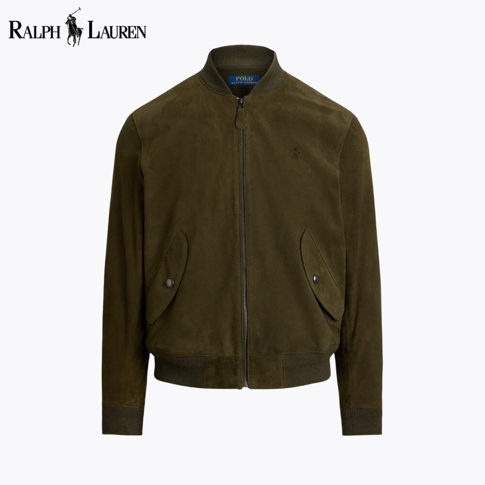 RL Suede Bomber Jacket Ralph Lauren Luxvian Dark Loden S 
