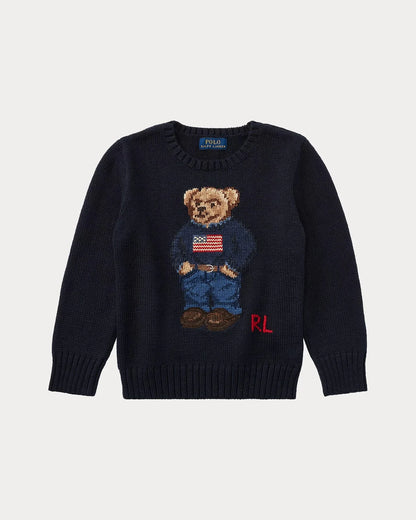 RL Sweater | Polo Bear Cotton Sweater Hunter Navy Ralph Lauren Luxvian 
