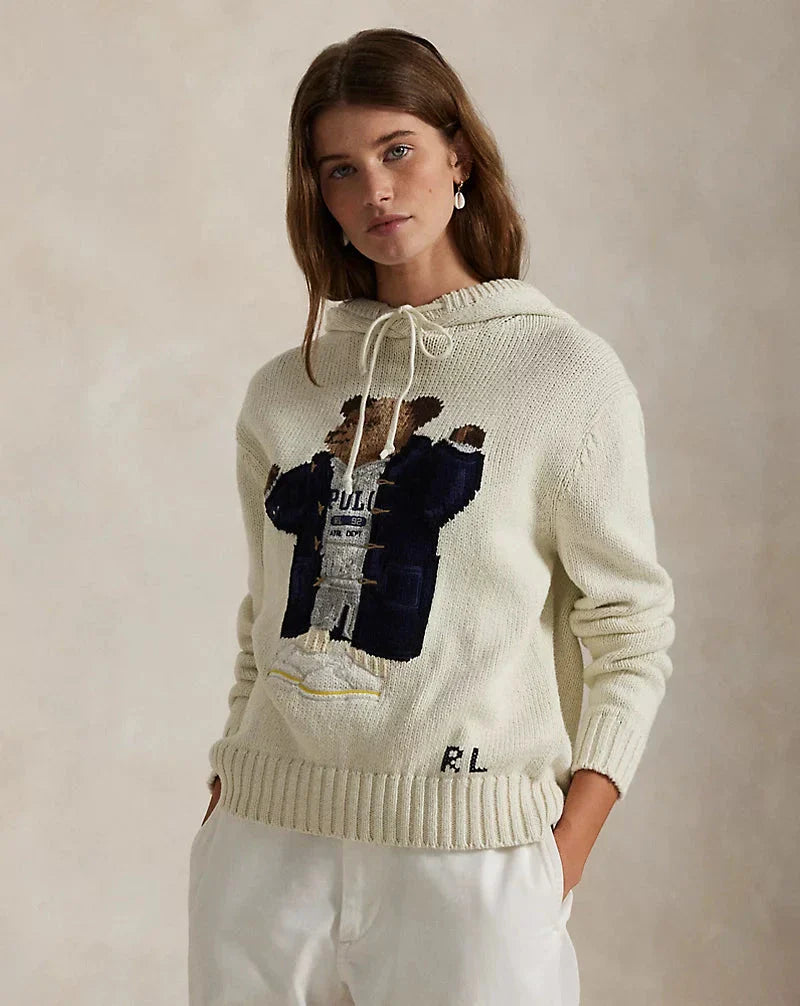 RL Sweater | Polo Bear Hooded Sweater Cream Ralph Lauren Luxvian 