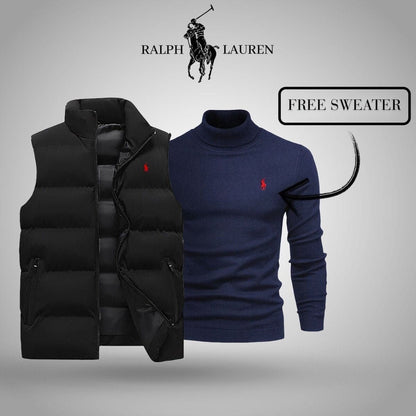 RL Vest + Exclusive Free Sweater (CLEARANCE) Ralph Lauren Luxvian Black Blue M