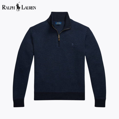 RL Washable Wool Quarter-Zip Sweater Ralph Lauren Luxvian Blue Navy S 