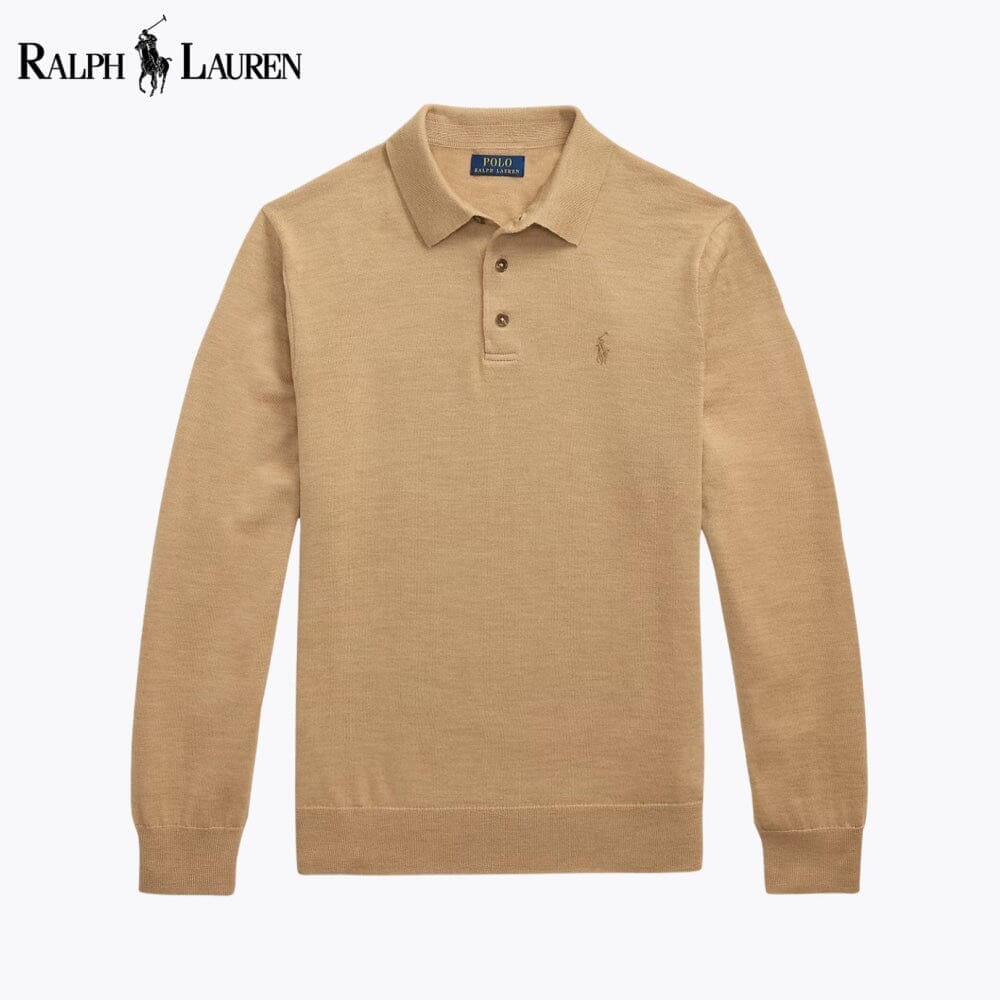RL Wool Polo-Collar Jumper Ralph Lauren Aurev Camel S 