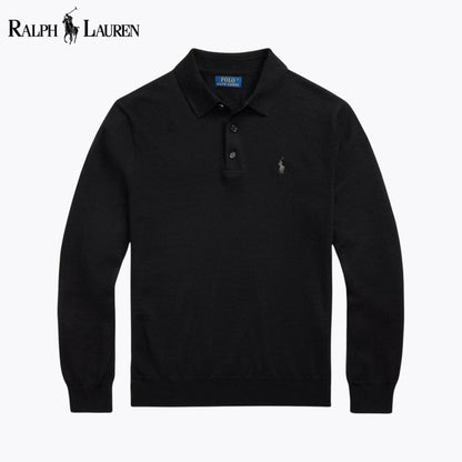 RL Wool Polo-Collar Jumper Ralph Lauren Luxvian Black S 