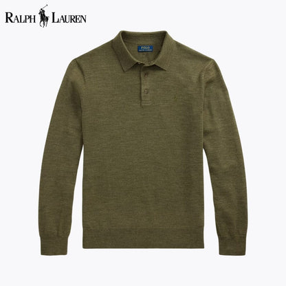 RL Wool Polo-Collar Jumper Ralph Lauren Luxvian Olive S 