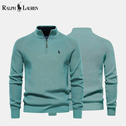 RL Zip Cable-Knit Wool Knit Sweater Ralph Lauren Aurev Green S 