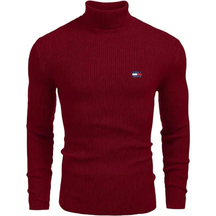 TH Turtleneck Classic Knit Sweater Tommy Hilfiger Luxvian Red S 